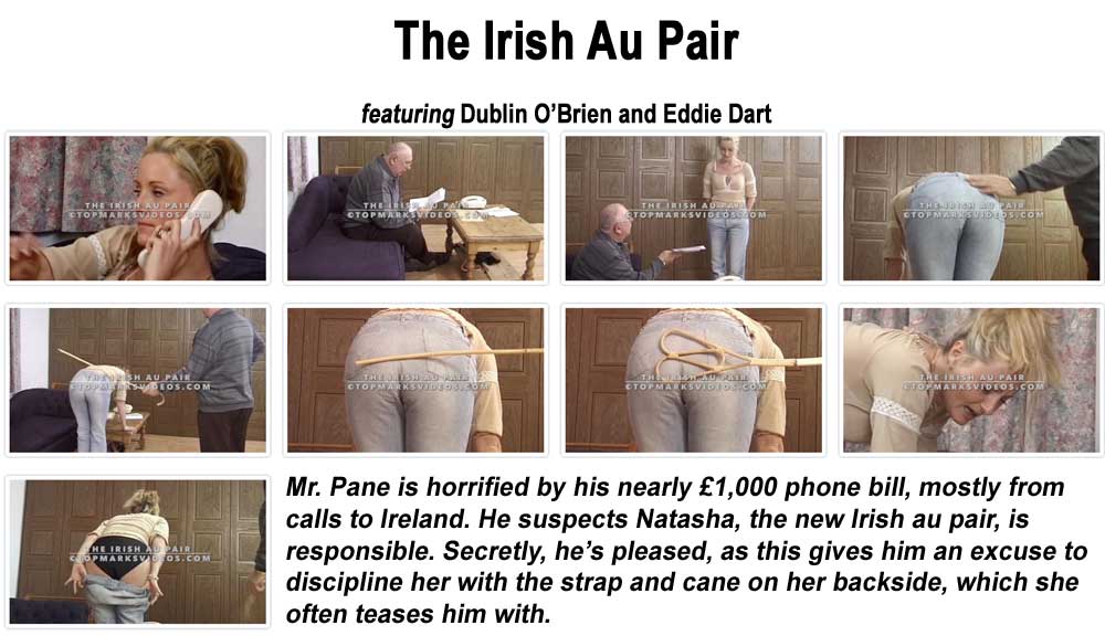 Mr. Pane is horrified by his nearly £1,000 phone bill, mostly from calls to Ireland. He suspects Natasha, the new Irish au pair, is responsible. Secretly, he’s pleased, as this gives him an excuse to discipline her with the strap and cane on her backside, which she often teases him with.